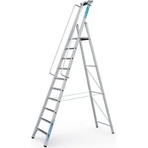 Alu-Stehleiter mit großer Plattform, mit beidseitigem Handlauf zum Selbstanbau, 10 Stufen ZARGES