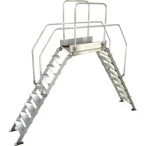 kaiserkraft Alu-Leiternüberstieg, Gesamtbelastung 200 kg, 9 Stufen, Plattform 900 x 530 mm