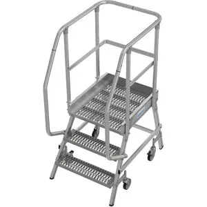 KRAUSE® STABILO fahrbare Podestleiter, einseitig begehbar, Profilrost R13, 3 Stufen
