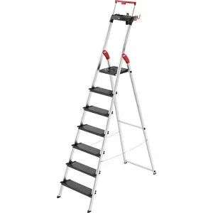 Hailo L100 TOPLINE 8050-707 Aluminium Stufen-Stehleiter inkl. Werkzeugablage Arbeitshöhe (max.): 3.5 m Silber, Schwarz,