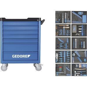 Werkzeugwagen workster smartline befüllt, 7 Schubladen, mit 308-teiligen Werkzeugsortiment, HxBxT 1045 x 870 x 505 mm GEDORE