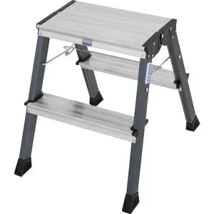 kaiserkraft TREPPY Doppel-Klapptritt, Aluminium-Stufen gerieft, beidseitig 2 Stufen