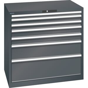 ESD-Schubladenschrank, BxTxH 1023 x 725 x 1000 mm, 7 Schubladen, Traglast 75 kg / 1 x 300 mm mit 200 kg, anthrazitgrau LISTA