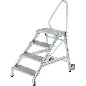 Schwerlast-Montagetritt, MOBIL, Tragfähigkeit 300 kg, 4 Stufen eurokraft pro