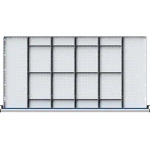 Schubladeneinteilung, für Höhen 180 - 360 mm, für Breite 1200 mm, 5 Trennwände, 15 Steckwände ANKE