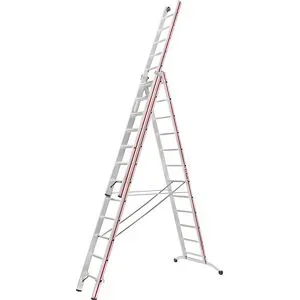 Alu-Mehrzweckleiter, Industrieausführung mit Kopffahrwerk, 3 x 12 Sprossen, max. Arbeitshöhe 9,34 m HYMER