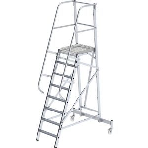Alu-Plattformleiter, fahrbar, 8 Stufen eurokraft pro