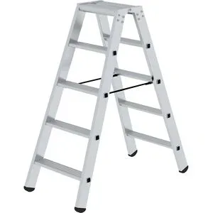 Stufen-Stehleiter, beidseitig, Standard-Ausführung, 2 x 5 Stufen eurokraft pro