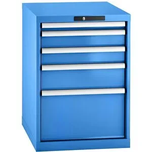 Schubladenschrank, Stahlblech, HxB 800 x 564 mm, 5 Schubladen, lichtblau LISTA