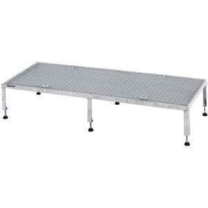 Arbeitsplattform, Höhenverstellbereich 255 - 320 mm, mit Gitterrostplatte, Plattform LxB 1510 x 610 mm, feuerverzinkt eurokraft pro