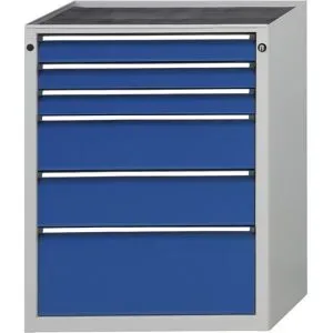 Schubladenschrank ohne Platte, Breite 760 mm, 6 Schubladen, Front enzianblau ANKE