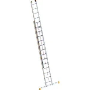 Alu-Seilzugleiter, 2-teilig, ausziehbar, inkl. Traverse, 2 x 14 Sprossen Layher