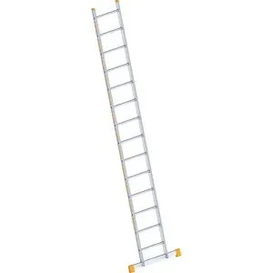 Alu-Anlegeleiter, mit Sprossen, Breite 450 mm, 14 Sprossen inkl. Traverse Layher