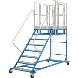 Plattformtreppe XXL, mit Aluminiumeinlagen, Plattformgröße 810 x 1250 mm, 8 Stufen eurokraft pro