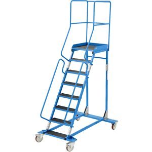 Mobile Podestleiter, Riefengummi-Stufeneinlage, 8 Stufen eurokraft pro