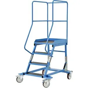 Mobile Podestleiter, Siebdruck-Stufeneinlage, 4 Stufen eurokraft pro