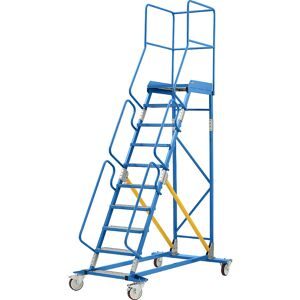 Mobile Podestleiter, Alu-Stufeneinlagen, 10 Stufen eurokraft pro