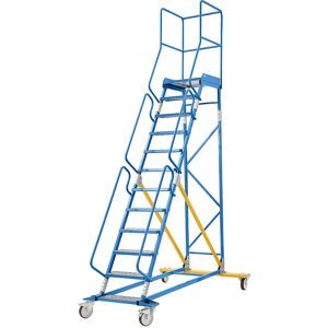Mobile Podestleiter, Alu-Stufeneinlagen, 12 Stufen eurokraft pro