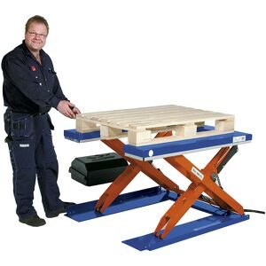 Flachform-Hubtisch, LxB 1350 x 1080 mm, Hubbereich bis 900 mm, Plattform U-Form, 230 V, mit Hand-Bedienelement Edmolift