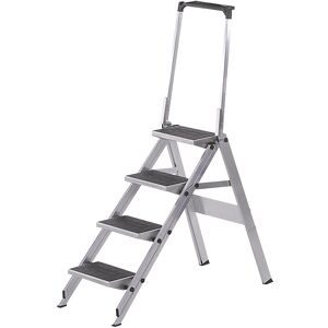 kaiserkraft Alu-Klapptreppe, Stufen Alu mit PVC-Belag, mit Sicherheitsbügel, 4 Stufen