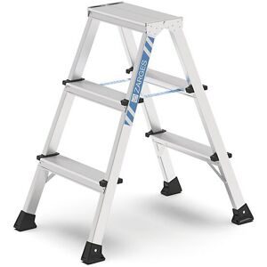 Profi-Stufenleiter, eloxiert, beidseitig begehbar, 2 x 3 Stufen ZARGES