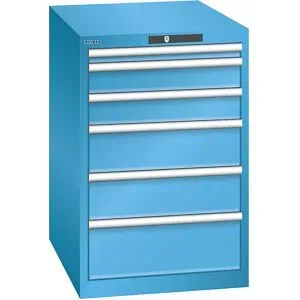 Schubladenschrank, 6 Schubladen, BxTxH 564 x 724 x 850 mm, lichtblau LISTA