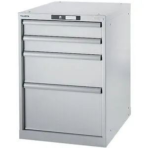 Werkbank-Baukastensystem, Unterbauschrank, Höhe 800 mm, 4 Schubladen, lichtgrau LISTA