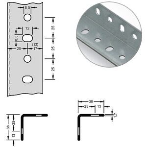 Stahl-Winkelprofil für Baukastensystem, 38 x 38 x 1,7 mm, Länge 3 m, verzinkt, VE 10 Stk hofe