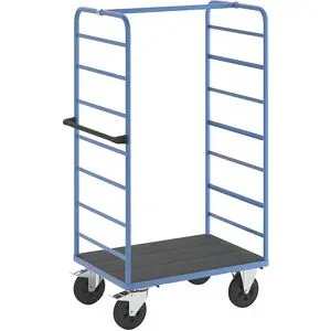 Etagenwagen, 2 Seitenwände, Ladefläche 975 x 700 mm, 1 Etage, Vollgummi eurokraft pro