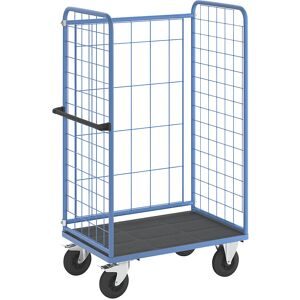 Etagenwagen, Drahtgitter dreiseitig, Tragfähigkeit 500 kg, Vollgummireifen, Ladefläche LxB 975 x 630 mm eurokraft pro