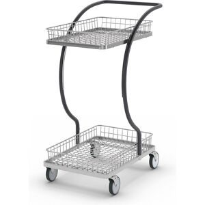 C-LINE Einkaufs- und Tischwagen, mit 2 verchromten Gitterkörben, Etagenhöhen 160, 830 mm Kongamek