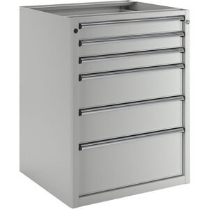 Schubladenschrank ohne Platte, Breite 760 mm, 6 Schubladen, Front lichtgrau ANKE