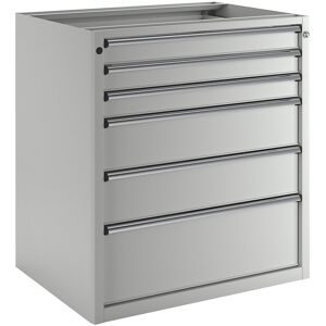 Schubladenschrank ohne Platte, Breite 910 mm, Schubladentraglast 200 kg, 6 Schubladen, Front lichtgrau ANKE