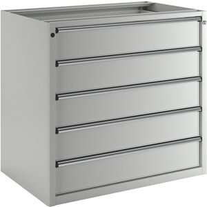 Schubladenschrank ohne Platte, Breite 1060 mm, Schubladentraglast 200 kg, 5 Schubladen, Front lichtgrau ANKE