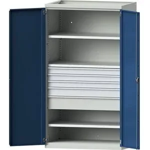 Schwerlastschrank mit 3 Fachböden, 5 Schubladen, HxBxT 1950 x 1084 x 690 mm ANKE