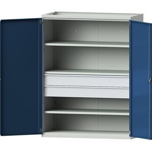 Schwerlastschrank JUMBO mit 3 Fachböden, 2 Schubladen, HxBxT 1950 x 1484 x 690 mm ANKE