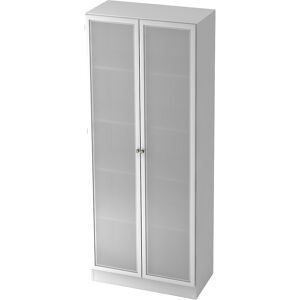 kaiserkraft Glastürenschrank, 4 Fachböden, BxT 800 x 420 mm, weiß