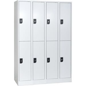 Doppelstock-Spind Stuttgart, 4 Abteile, B 1200 mm, lichtgrau / lichtgrau Wolf