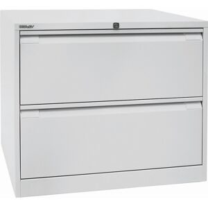 BISLEY Hängeregisterschrank LIGHT mit Griffleiste, 2-bahnig, 2 Schubladen, lichtgrau