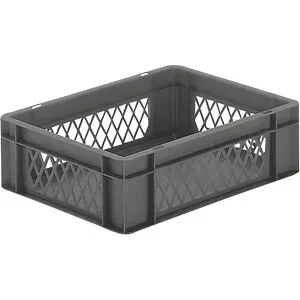 kaiserkraft Euro-Format-Stapelbehälter, Wände durchbrochen, Boden geschlossen, LxBxH 400 x 300 x 120 mm, grau, VE 5 Stk