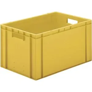 kaiserkraft Euro-Format-Stapelbehälter, Wände und Boden geschlossen, LxBxH 600 x 400 x 320 mm, gelb, VE 5 Stk