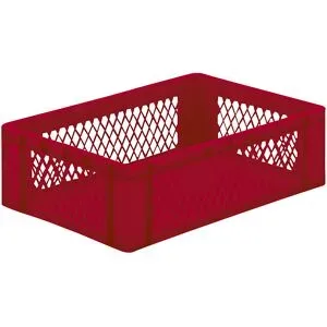 kaiserkraft Euro-Format-Stapelbehälter, Wände durchbrochen, Boden geschlossen, LxBxH 600 x 400 x 175 mm, rot, VE 5 Stk