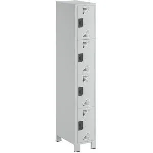4er-Schließfachschrank Bremen, 1 Abteil, lichtgrau, Breite 300 mm, 4 Fächer eurokraft pro