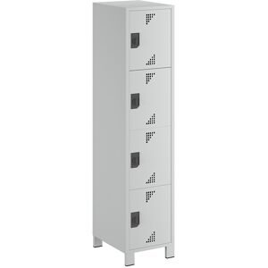 4er-Schließfachschrank Bremen, 1 Abteil, lichtgrau, Breite 400 mm, 4 Fächer eurokraft pro