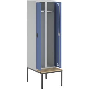 Spind Bremen Sitzbank, 2 Abteile, Türen brillantblau, Breite 600 mm eurokraft pro