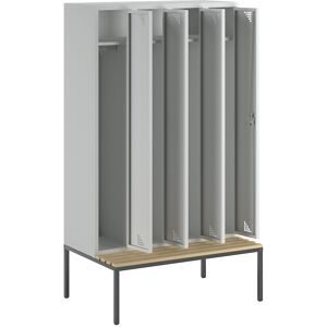 Spind Bremen Sitzbank, 4 Abteile, Türen lichtgrau, Breite 1200 mm eurokraft pro