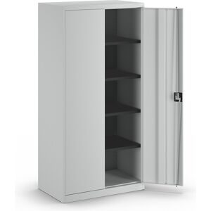 Stahlschrank mit Flügeltüren, 4 Fachböden, Tiefe 600 mm, lichtgrau mauser