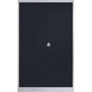 Stahlschrank mit Flügeltüren, 4 Fachböden, Breite 1200 mm, weißaluminium / anthrazitgrau, Außentiefe 420 mm mauser