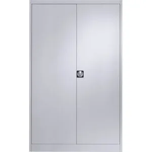 Stahlschrank mit Flügeltüren, 4 Fachböden, Breite 1200 mm, weißaluminium, Außentiefe 600 mm mauser