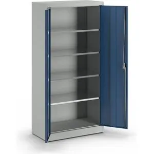 Schwerlast-Flügeltürschrank, HxB 1950 x 950 mm, Tiefe 500 mm, lichtgrau/enzianblau mauser
